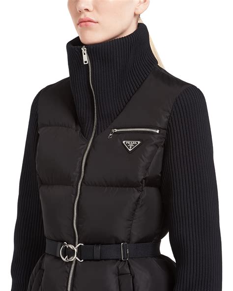 prada cropped nylon puffer jacket|Prada sleeveless puffer jacket.